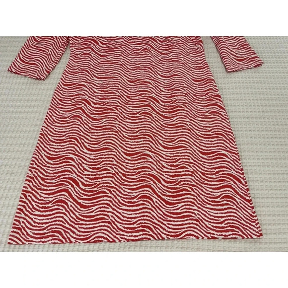 J McLaughlin Sophia Dress Women’s Large Orange Catalina Cloth Sheath Radio Waves - Picture 10 of 15